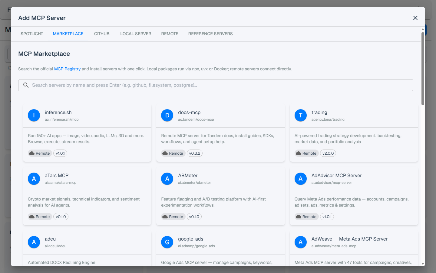 MCP marketplace